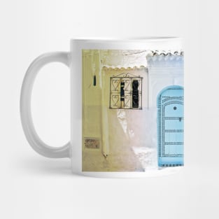 A blue door in the beautiful village of Chefchaouen Mug